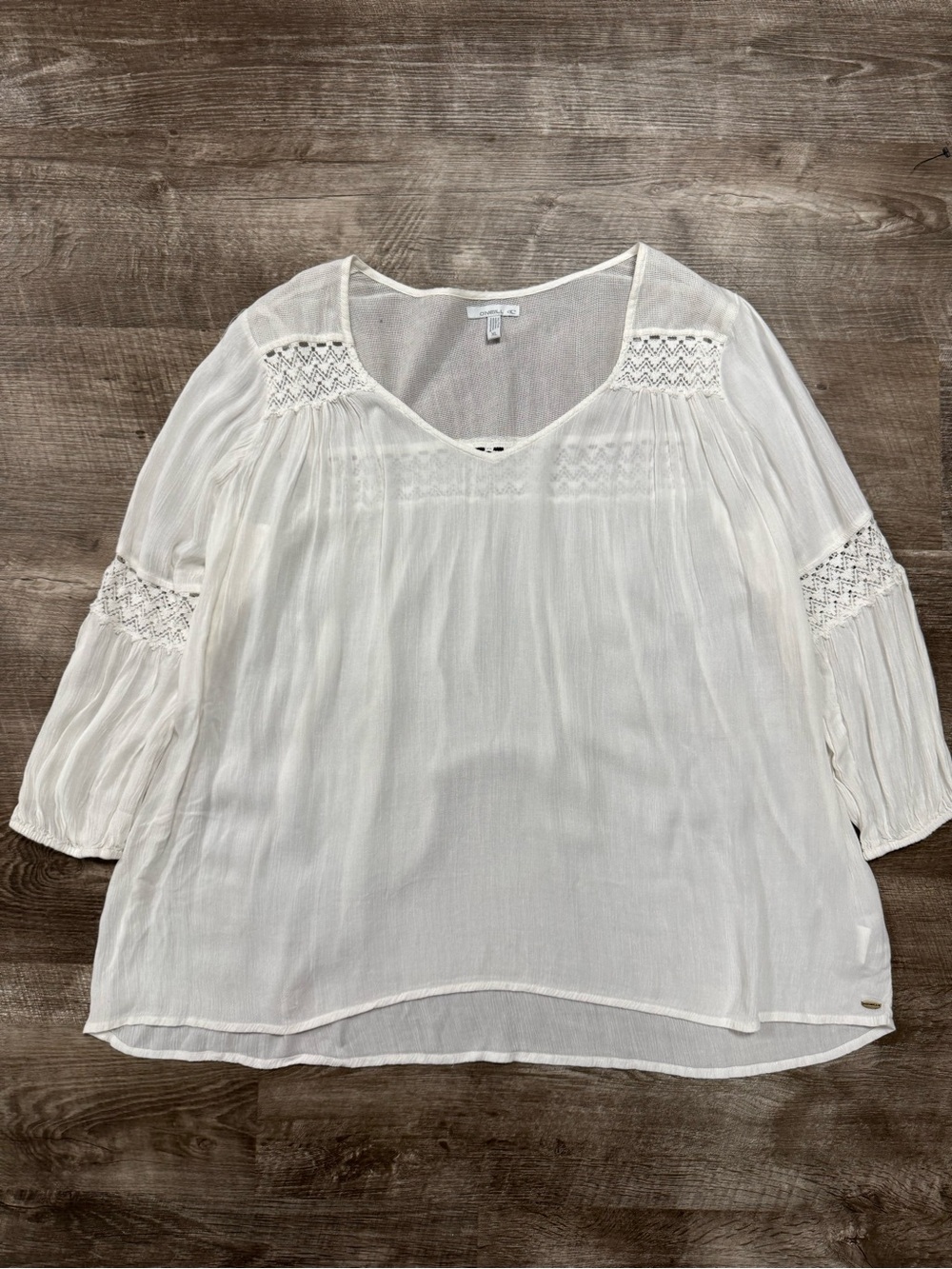 O’Neill White Crochet-Trim Boho Peasant